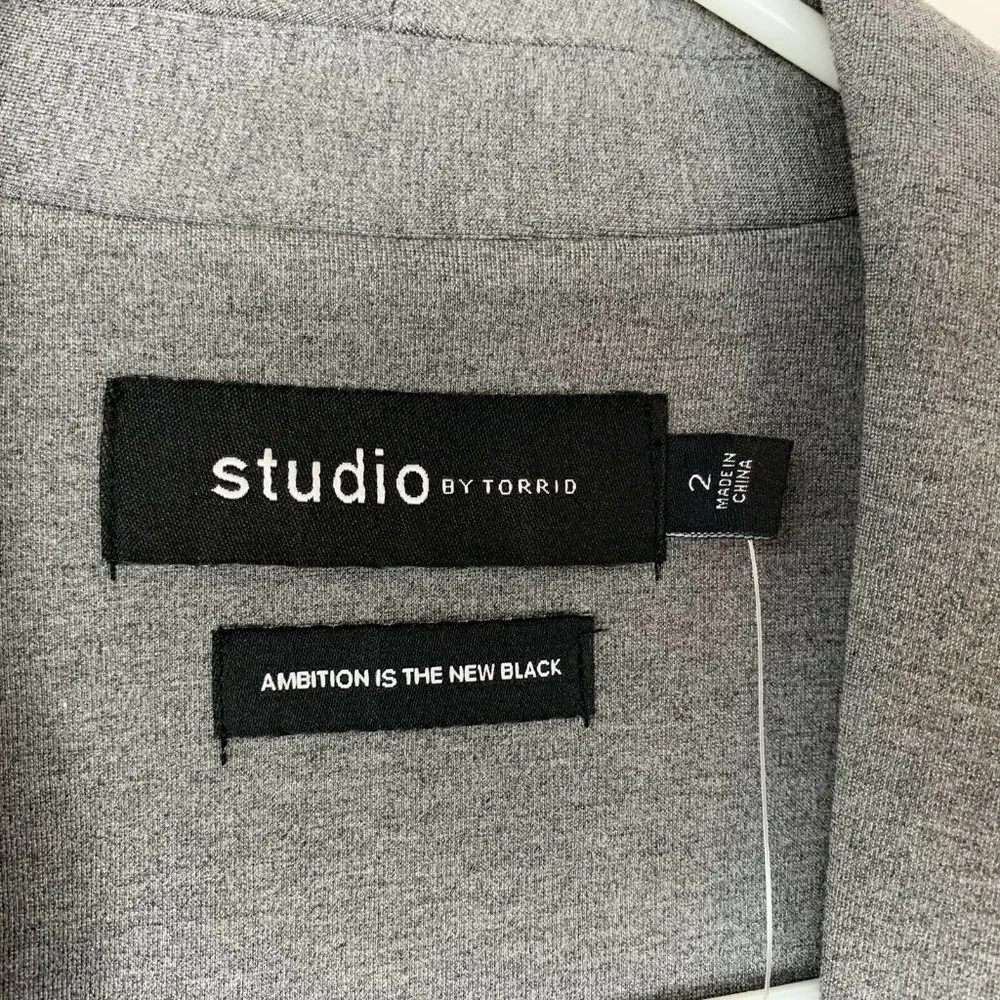 Torrid Blazer UpTown Peplum Blazer Ponte Stretch Grey Sz 2 Womens 14 16 NWT $68_9